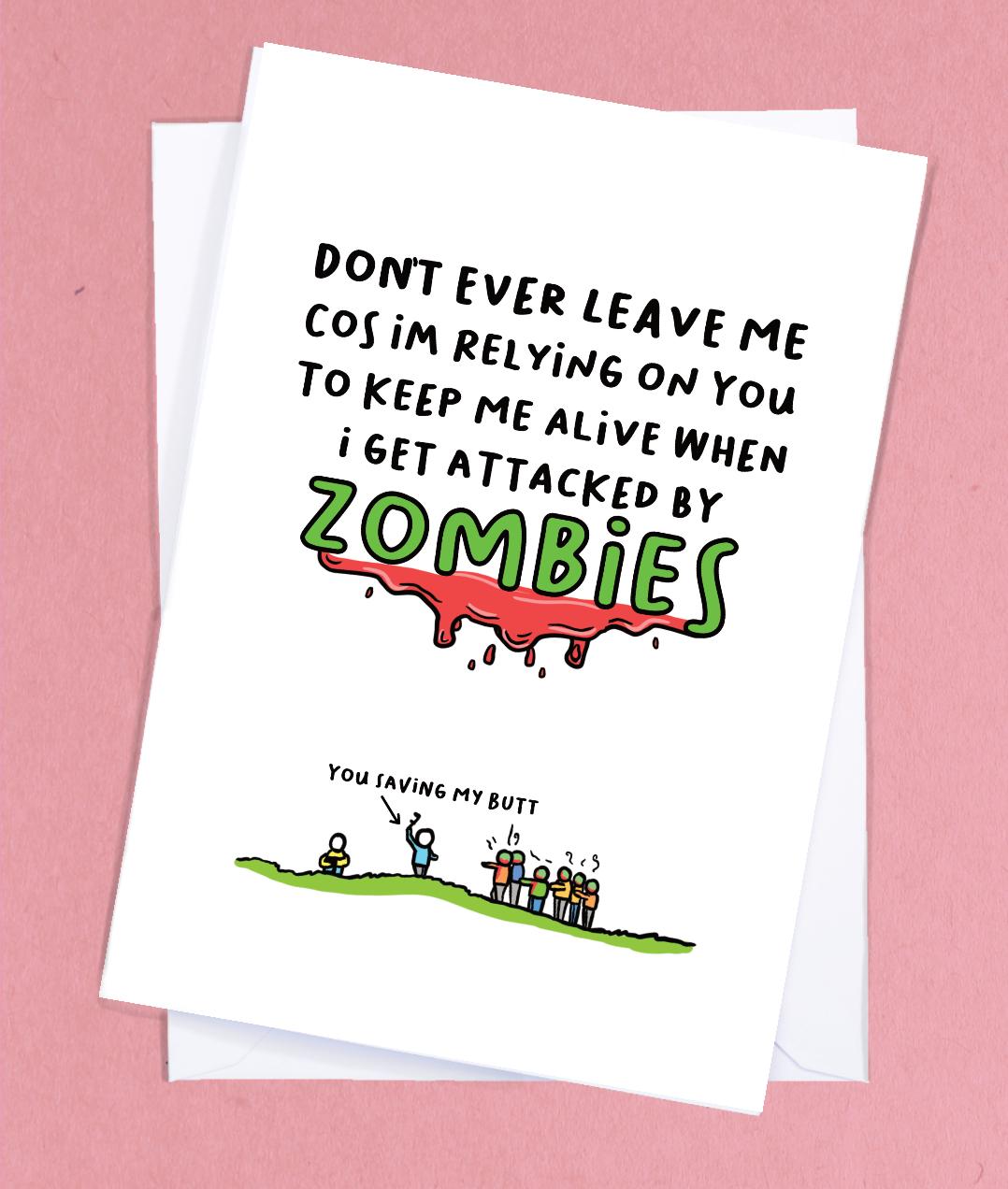 Funny Love Card / Zombie Card / Apocalypse Card / Boyfriend Card / Funny Anniversary Card / Cute Valentines Card - GC188