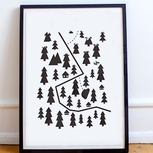 Skandinavisches Poster / Winter Karte Print / Scandi Poster / Minimalistisch Scandi Art / Ski poster / Wintery Art
