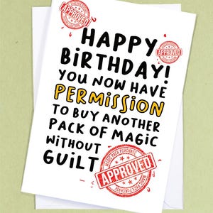 Achat approuvé par Magic / Carte d'anniversaire MTG / Lecteur TCG / Carte d'anniversaire magique / Cadeau d'anniversaire geek / Voeux d'anniversaire drôles - GC405