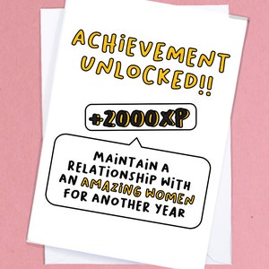 Prestatie ontgrendeld / Funny Gamer Love Card voor een gamerpartner / Video Game Card / Gamer Love Card / Geeky Card / Jubileumkaart - GC282