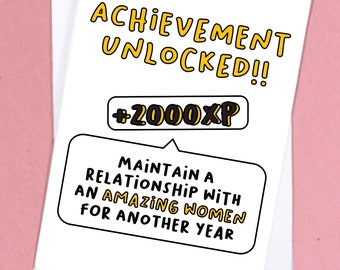 Achievement Unlocked / Funny Gamer love card for a gamer partner / Video Game Card / Gamer Love Card / Geeky Card / Anniversary Card - GC282