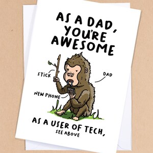 Papa technophobe / Carte drôle de fête des pères / Carte de papa / Anniversaire de papa / Carte pour papa / Carte de beau-père / Fête des pères - GC438