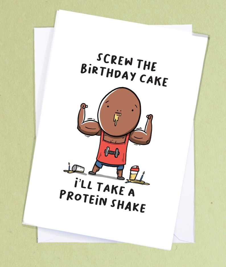 Gym lover birthday card/ Gym goer card / Gym rat card / Fitness card / Funny birthday card for him / Boyfriend birthday card - GC16 image 2