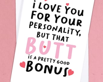 Butt Card / Butt Love Card / Carte d'anniversaire drôle pour un petit ami, une petite amie, un mari ou une femme avec de belles fesses - GC194
