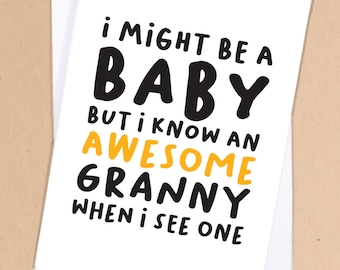Pasgeboren moederdagkaart / Goede oma-kaart / Kaart voor nieuwe grootmoeder / Baby oma-kaart / Kaart voor oma van baby / nieuwe oma-kaart - GC363