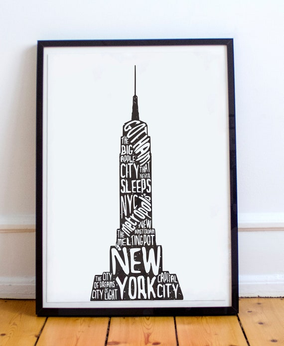 New York Empire State Building Silhouette New York Etsy