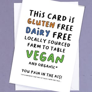 Hipster verjaardagskaart / kaart voor haar / grappige hippiekaart / grappige veganistische verjaardagskaart / glutenvrije verjaardag / gemiddelde verjaardagskaart - GC51