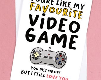 Funny Video Game Card / Gamer Greetings Card / Gaming Card / Favorite Game / Funny Anniversary Card / Boyfriend Card - GC193