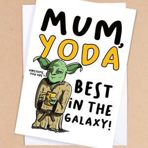 Tarjeta divertida para el Día de la Madre / Tarjeta de Yoda / Linda tarjeta para el Día de la Madre / Tarjeta para la mejor mamá / Tarjeta de cumpleaños de mamá / Tarjeta para regalarle a su hijo / Tarjeta para nueva mamá - GC389