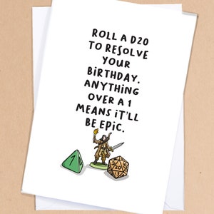 Tarjeta de cumpleaños de D&D / Cumpleaños nerd / Tarjeta de juego de fantasía / Tarjeta de jugador de mesa / Tarjeta divertida / Tarjeta de DM / Tarjeta de novio - GC46