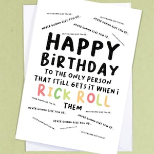 Carte Rick Roll / carte d'anniversaire drôle / carte Rick Astley / carte d'anniversaire meme / carte de voeux des années 90 / carte de voeux rétro - GC13