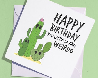 Carte d'anniversaire cactus - amateur de cactus, cadeau cactus, cactus, jardinier, carte de voeux cactus