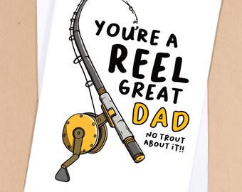 Fishing Fathers Day Card / Angling card / Fishing puns / Fisherman dad card / Dad card / Dads birthday / Card for dad / Step dad - GC450