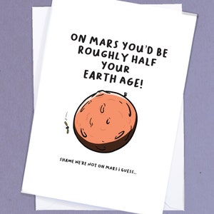 Cartão engraçado / Cartão de aniversário de Marte / Aniversário espacial / Desejos de aniversário maldosos / Cartão de aniversário nerd / Namorado / Aniversário geek - GC30