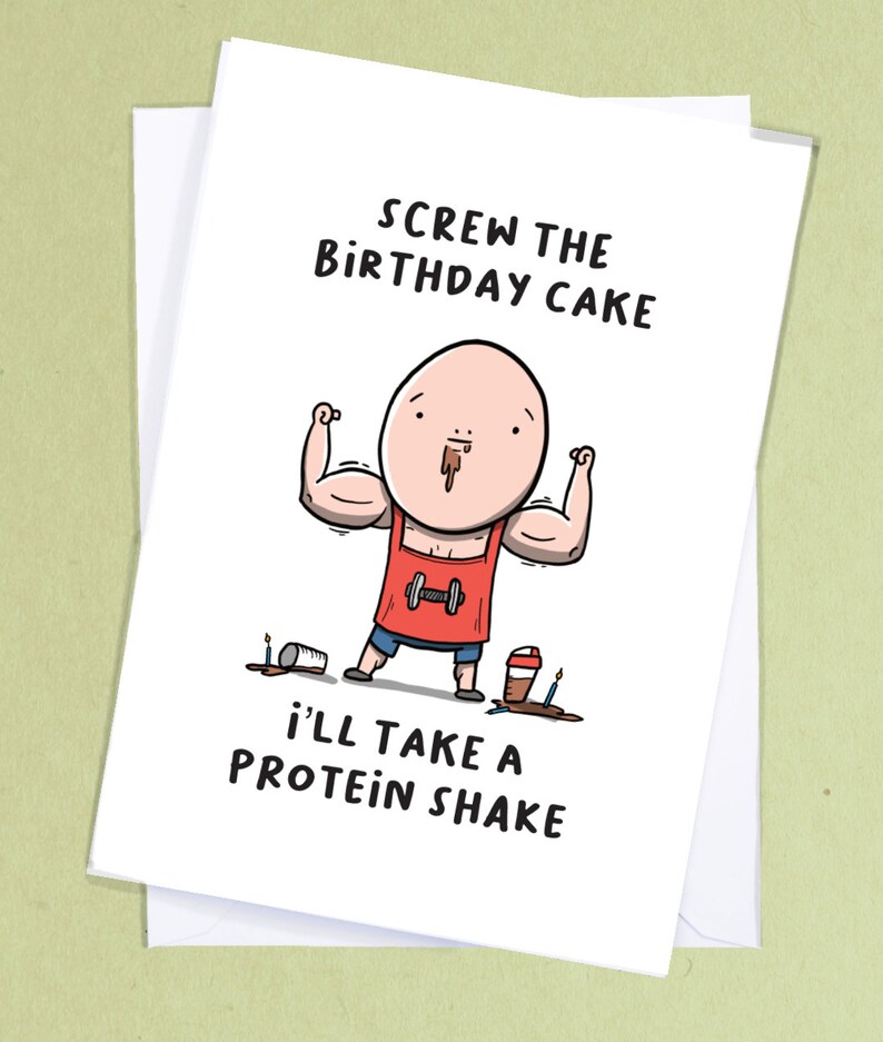 Gym lover birthday card/ Gym goer card / Gym rat card / Fitness card / Funny birthday card for him / Boyfriend birthday card - GC16 image 1
