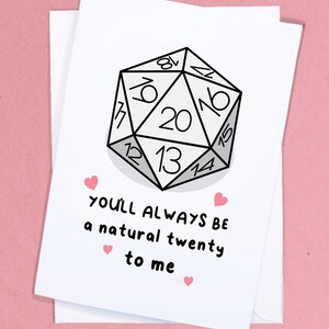 Carta de jogador de D&D / Natural 20 / Carta de jogo de fantasia / Carta de amor nerd / Carta de aniversário engraçada / Carta de DM / Carta de namorado - GC234