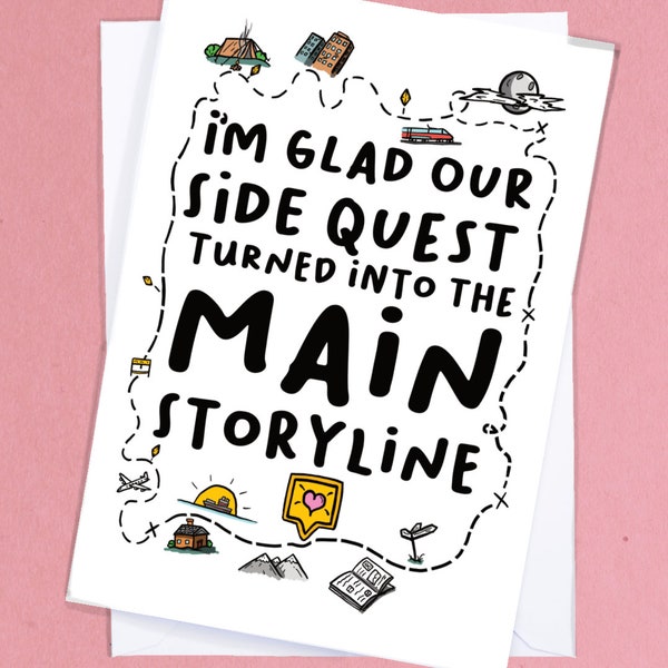 You' re my main Quest / Video Game Card / Gamer Boyfriend / Gamer Girlfriend / Geek Birthday card / Gaming Card / D&D gamer card - GC24