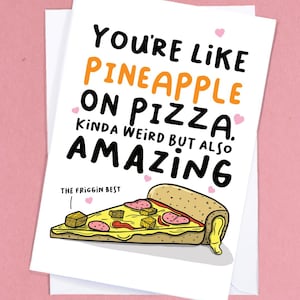 Tarjeta de amor divertida / Tarjeta para amantes de la comida / Tarjeta para pizza / Tarjeta vegetariana / Tarjeta de aniversario divertida / Tarjeta para novio / Tarjeta para novia - GC171