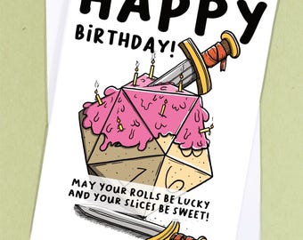 D&D Birthday Card / Tabletop gaming birthday Card / Fantasy Gaming Card / Nerd gaming Card / DM Card / geek birthday card - GC459