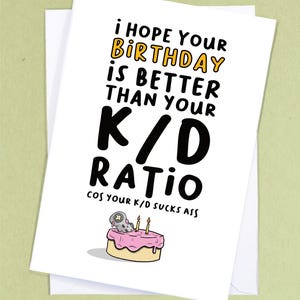 Tarjeta de cumpleaños para gamer / Tarjeta de relación KD / Cumpleaños de gamer malo / Cumpleaños de novio / Tarjeta de cumpleaños para gamers / Tarjeta de felicitación geek - GC89
