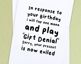 MTG Joke Card / Mean Birthday Card / Geek Birthday Card / Sibling Birthday / Joke Birthday Card / Rude Greetings Card - GC18