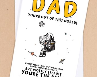 Technophobe dad / Funny Fathers day card / Dad card / Dads birthday / Card for dad / Step dad card / fathers day - GC451