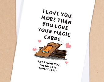 Love you more than magic / MTG Birthday Card / Nerdy love / Geek Birthday gift / Funny Birthday Greetings