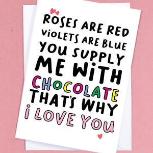 Roses are Red Verjaardagskaart voor een chocoladeliefhebbende vriend, vriendin, echtgenoot of echtgenote - GC176