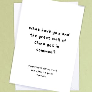 &quot;Was haben Sie und die &quot;&quot;chinesische Porzellanwand&quot;&quot; gemeinsam?&quot; /Gemeine Geburtstagskarte/Lustiger Geburtstag/Geschwister/Scherz Geburtstagskarte - GC128
