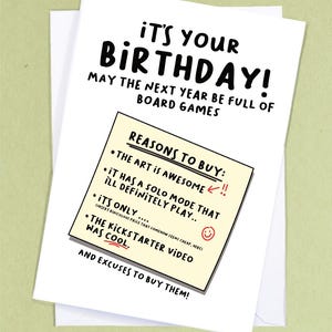 Tarjeta de cumpleaños de juego de mesa / Buenas razones para comprar juegos de mesa / Tarjeta para frikis / Tarjeta de juegos de mesa / Tarjeta para geeks / Amante de los juegos de mesa - GC408