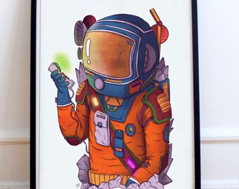 Astronaut Explorer poster - Space lover poster - Astronaut poster - Poster Set - Inky Gorilla Original poster. ruimte poster