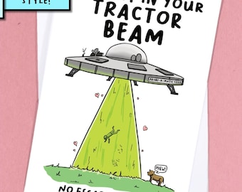 Alien abduction love card / Funny anniversary card / Nerdy boyfriend love / UFO love card / Funny valentines Greetings - GC472