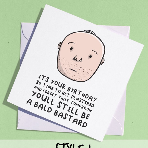 Funny Bald Birthday Card / Bald Guy Card / Bald Man Gift / Bald Joke Greetings Card / Bald Birthday Gift / Balding Guy / Bald Gift