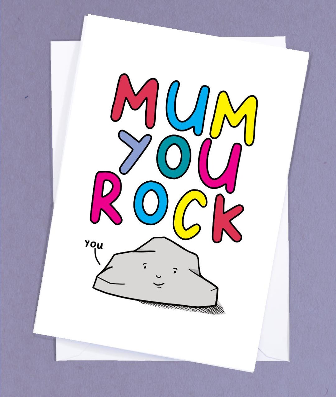 Mom Rocks Card Mothers Day Card for a Mum Who Rocks / Funny Mothers Day Card - GC368 ...