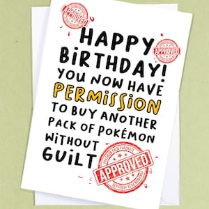 TKG Kauf genehmigt / Pokemon Geburtstagskarte / Pokemon Geburtstagskarte / Geburtstagsgeschenk für Geek / Lustige Geburtstagsgrüße - GC406
