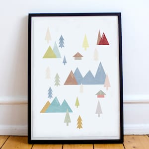 Skandinavisches Poster / Winter Karte Print / Scandi Poster / Minimalistisch Scandi Art / Ski poster / Wintery Art