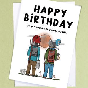 Tarjeta de cumpleaños de zombi / Tarjeta de supervivencia / Tarjeta de cumpleaños nerd / Tarjeta de cumpleaños apocalíptica / Tarjeta de felicitación / Tarjeta geek - GC27
