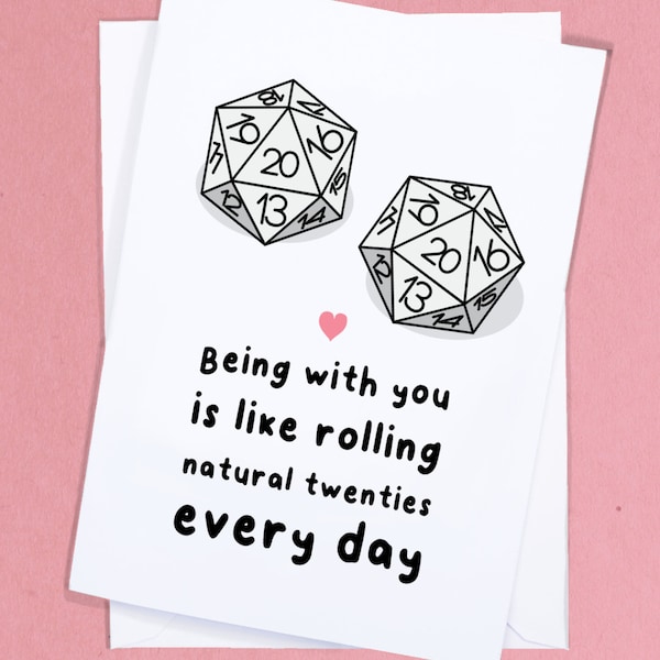 D&D Love Card / Natural 20 / Fantasy Gaming Card / Nerd Love Card / Funny Anniversary Card / DM Card / Boyfriend Card - GC149