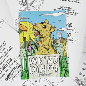 Dinosaur Colouring Book - Weird Dinos - Original Illustrated colouring book for kids and adults. A4