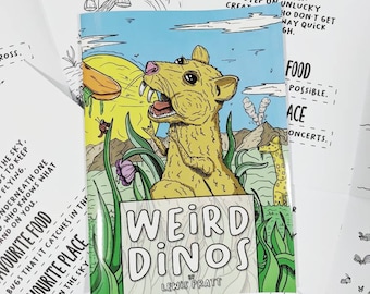 Dinosaur Colouring Book - Weird Dinos - Original Illustrated colouring book for kids and adults. A4