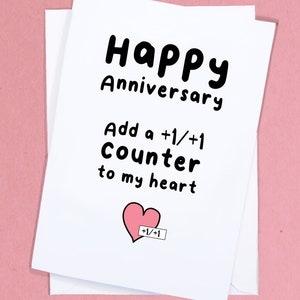 Tarjeta de aniversario de MTG / Tarjeta de amor nerd / Tarjeta de geek linda / Tarjeta de novio / Tarjeta de novia / Agrega contador +1/+1 a mi corazón - GC150