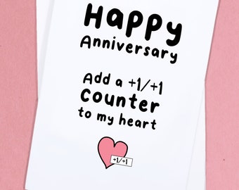 MTG Anniversary Card / Nerd Love Card / Cute Geek Card / Boyfriend Card / Girlfriend Card / Add +1/+1 counter to my heart - GC150