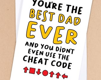 Gamer fathers day card / Gamer dad card / Nerdy dad card / Dads birthday / Card for dad / Step dad card / Gaming dad - GC458
