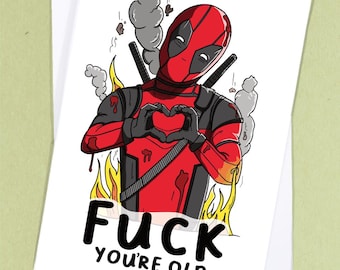 Superhero Deadpool birthday card swearing card /  Superhero Greetings card /  Superhero card / rude Card / Mean card - GC279