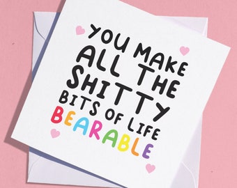 Cute Love Card / Supportive Girlfriend Card  / Valentines Card / Funny Anniversary Card / Boyfriend Card / Girlfriend Card