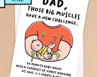 Gym dad fathers day card / Muscle dad / New dad card / Dad card / Dads birthday / Card for dad / Step dad card / fathers day - GC449