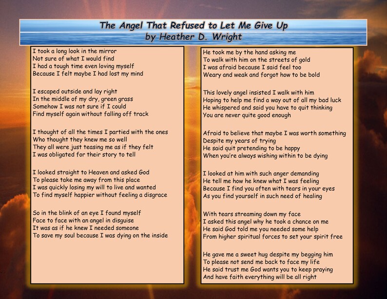 The Angel That Refused To Let Me Give Up Printable Digital Download - 