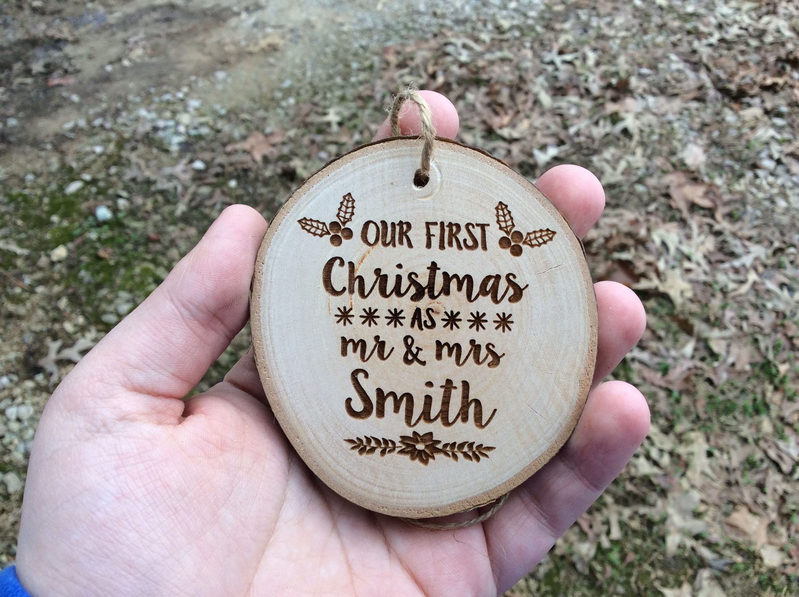engraved wedding ornament