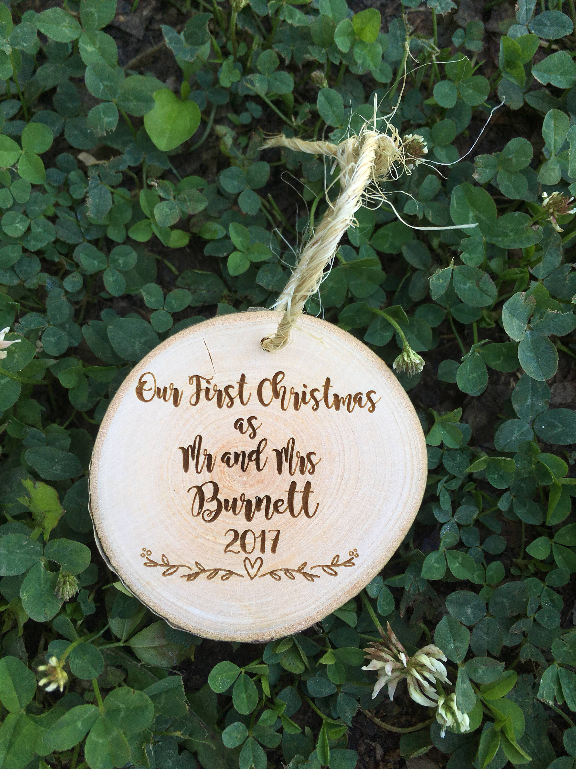engraved wedding ornament