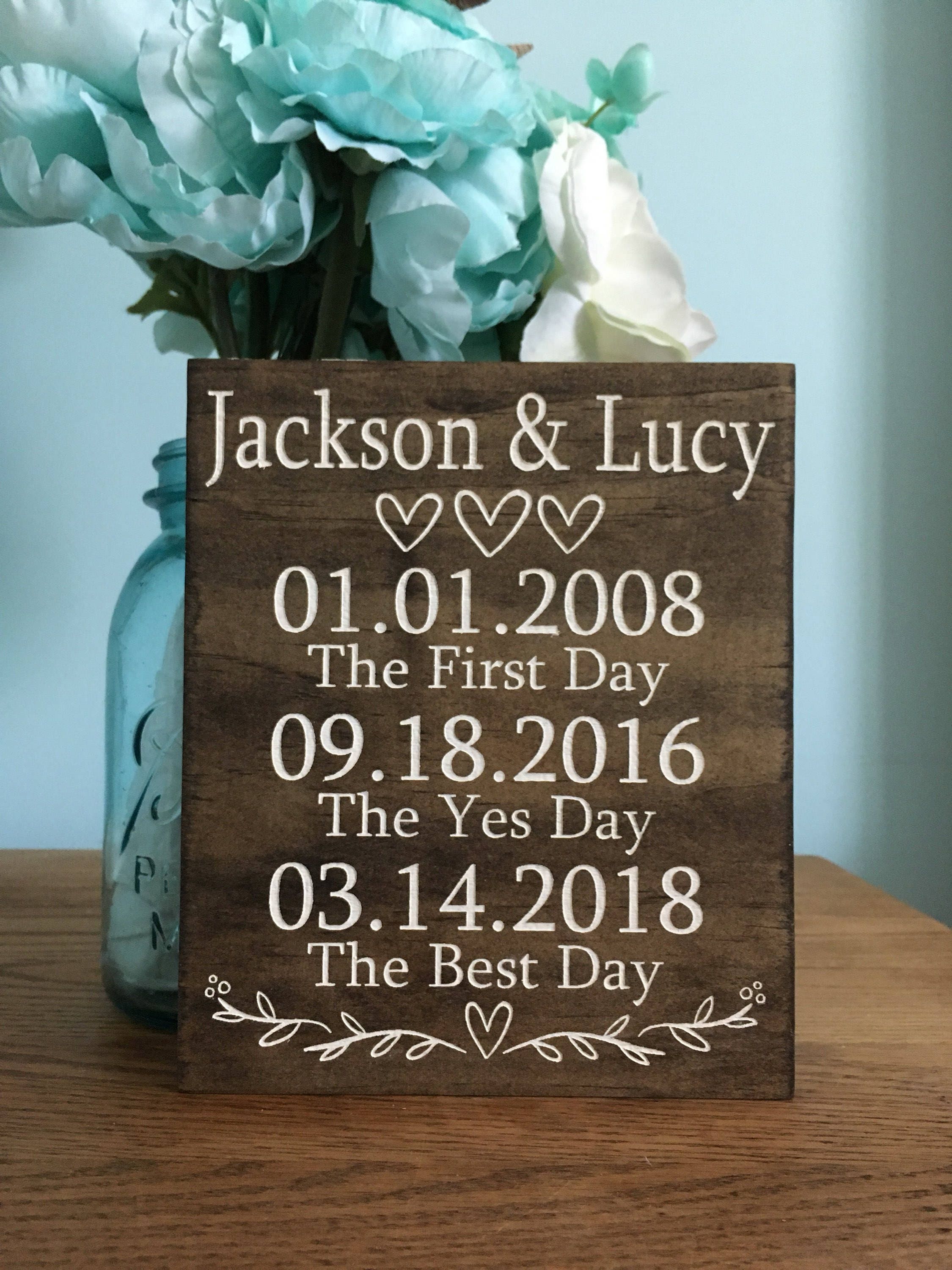 Laser Engraved Personalized Wedding Dates Sign Personalized